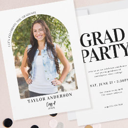 Invitación Elegante Partido de Graduación de Fotos del Arco M