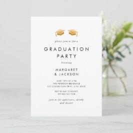 Invitación Elegante Partido de Graduación de Grado de Oro