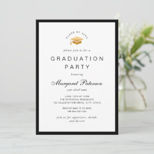 Invitación Elegante Partido de Graduación de Grado Mínimo de