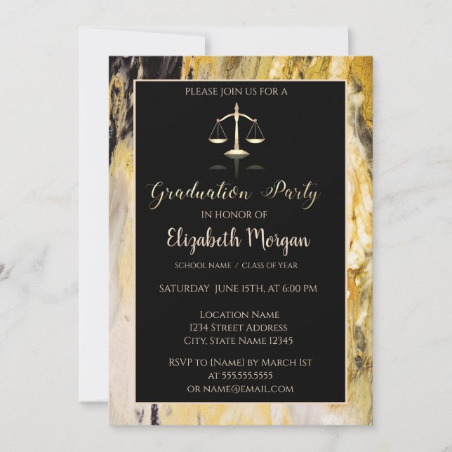 Invitación Elegante partido de graduación de la Facultad de D (Anverso)