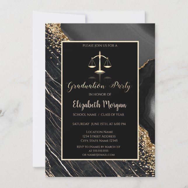 Invitación Elegante partido de graduación de la Facultad de D (Anverso)