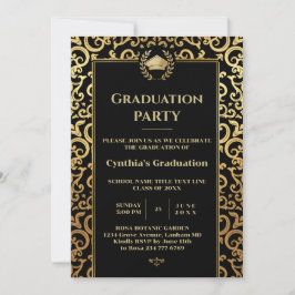 Invitación Elegante partido de graduación de marco dorado