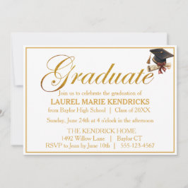 Invitación Elegante Partido de Graduación de Relieve metaliza