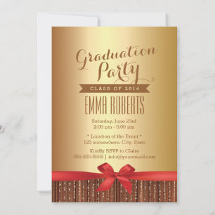 Invitación Elegante Partido de Graduación de Relieve metaliza