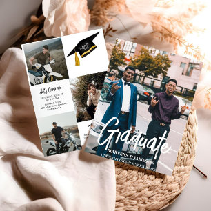 Invitación Elegante partido de graduación de tipografía de Mo
