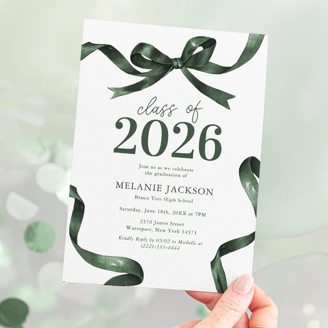 Invitación Elegante Partido de Graduación de Vestido Verde (Subido por el creador)