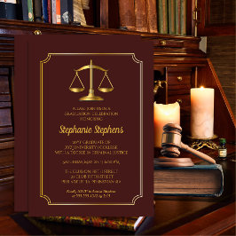 Invitación Elegante partido de graduación del abogado de la l