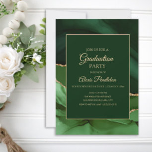 Invitación Elegante Partido de Graduación del Ácido Verde de 