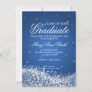 Invitación Elegante Partido de Graduación Esparcido Ola Azul
