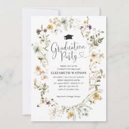 Invitación Elegante Partido de Graduación Floral Boho Wildflo