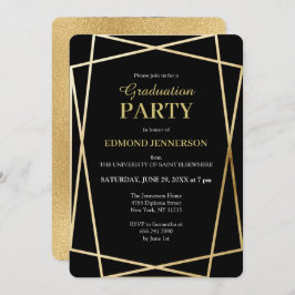 Invitación Elegante partido de graduación geométrica de oro n