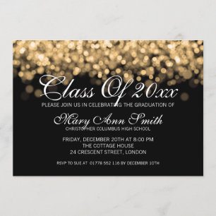 Invitación Elegante Partido de Graduación Luces de Oro