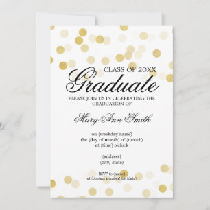 Invitación Elegante Partido de Graduación Luces Purpurinas de
