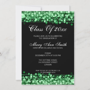 Invitación Elegante Partido de Graduación Luces Verdes y Park