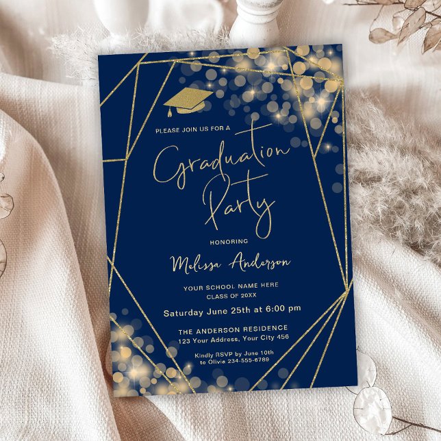 Invitación Elegante Partido de Graduación Marina Azul (Subido por el creador)