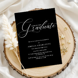 Invitación Elegante Partido de Graduación Mínima de Guión Bla