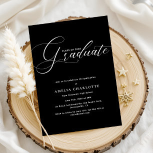 Invitación Elegante Partido de Graduación Mínima de Guión Bla