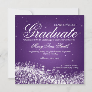 Invitación Elegante Partido de Graduación, Ola espumosa morad
