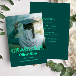 Invitación Elegante Partido de Graduación Personalizada Verde