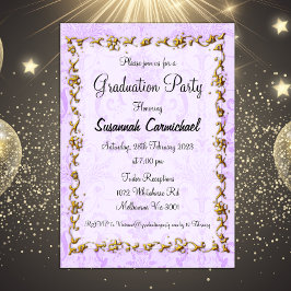 Invitación Elegante Partido de Graduación Púrpura