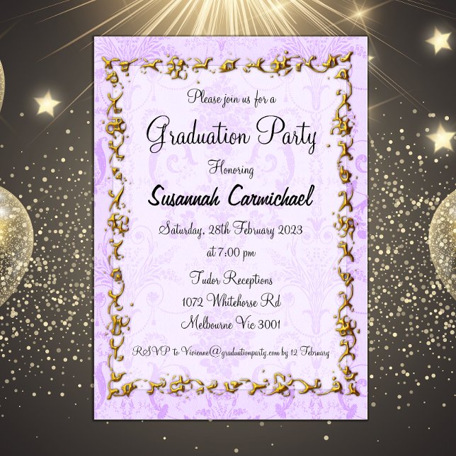 Invitación Elegante Partido de Graduación Púrpura (Subido por el creador)