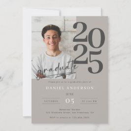 Invitación Elegante Partido de Graduación Simple de Guión Fot