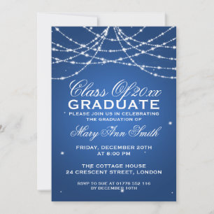 Invitación Elegante Partido de Graduación Sparkling String Bl