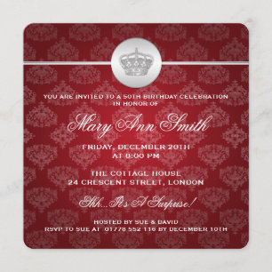 Invitación Elegante partido de los 50 años, el Rojo de la Cor