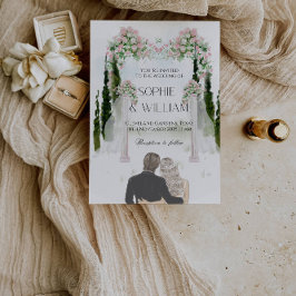 Invitación Elegante partido de matrimonio de rosas blancas y 