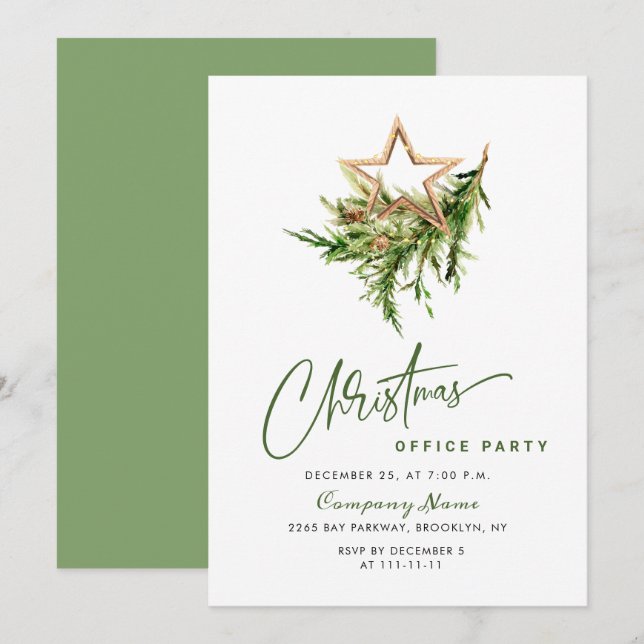 Invitación Elegante partido de NAVIDADES corporativos (Anverso / Reverso)