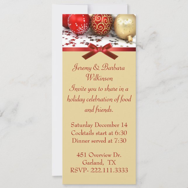 Invitación Elegante Partido de Navidades Largos (Anverso)