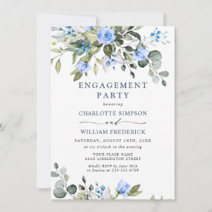 Invitación Elegante PARTIDO DE PARTICIPACIÓN DE Rosas Azules