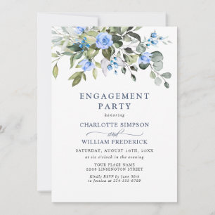 Invitación Elegante PARTIDO DE PARTICIPACIÓN DE Rosas Azules