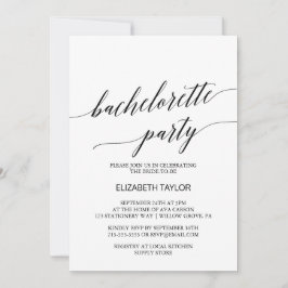 Invitación Elegante partido de soltera de caligrafía negra