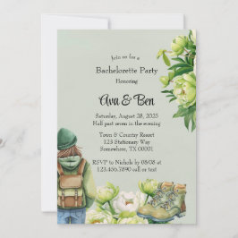 Invitación Elegante partido de soltera de la Peonia Blanca Ve