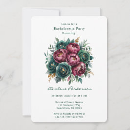 Invitación Elegante partido de soltera de la peonía de la esm