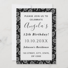 Invitación Elegante partido de tenis raquetas bolas jugador c