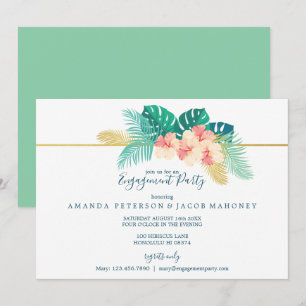 Invitación Elegante partido hawaiano de compromiso Boda Hibis