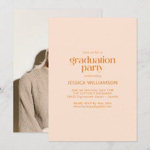 Invitación Elegante Partido Minimalista de Graduación de Foto