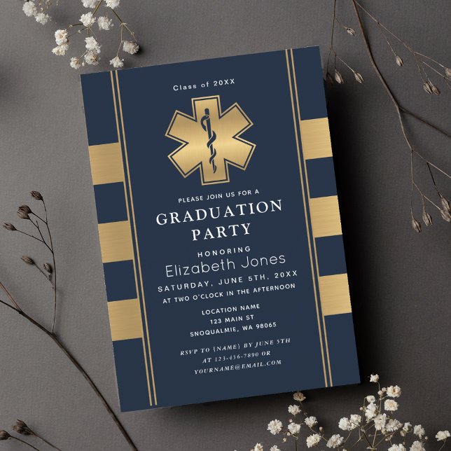 Invitación Elegante Partido Mínimo de Graduación Paramédica (Subido por el creador)