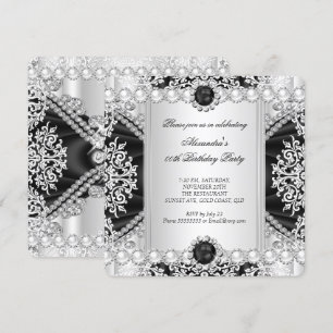 Invitación Elegante Partido Nacimiento De La Perla Blanca Y N