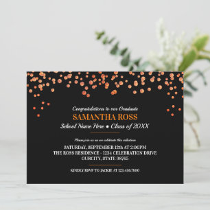 Invitación Elegante Partido Purpurinoso de Graduación Confett