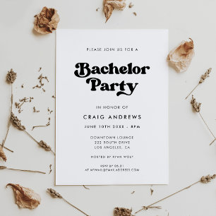 Invitación Elegante partido retro de soltero blanco y negro