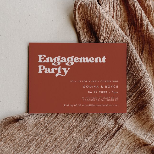 Invitación Elegante partido retro terracota Engagement (Subido por el creador)