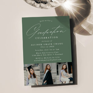 Invitación Elegante Partido Verde de Graduación de Fotografía