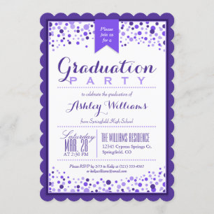 Invitación Elegante partido violeta morado y blanco de gradua