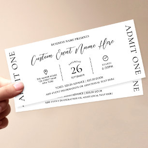 Invitación Elegante pase simple de entrada para eventos de ne