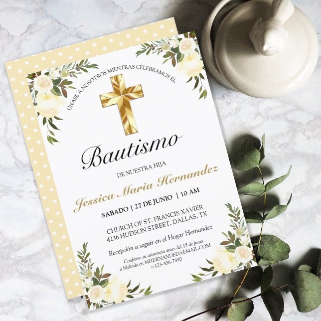 Invitación Elegante Pastel Bautizo Amarillo Bebé (Subido por el creador)