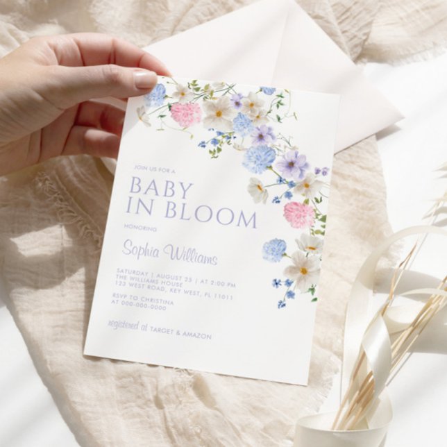 Invitación Elegante pastel bebé de flores silvestres en ducha (Subido por el creador)