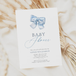 Invitación Elegante Pastel Blue Coquette Bow Baby Shower